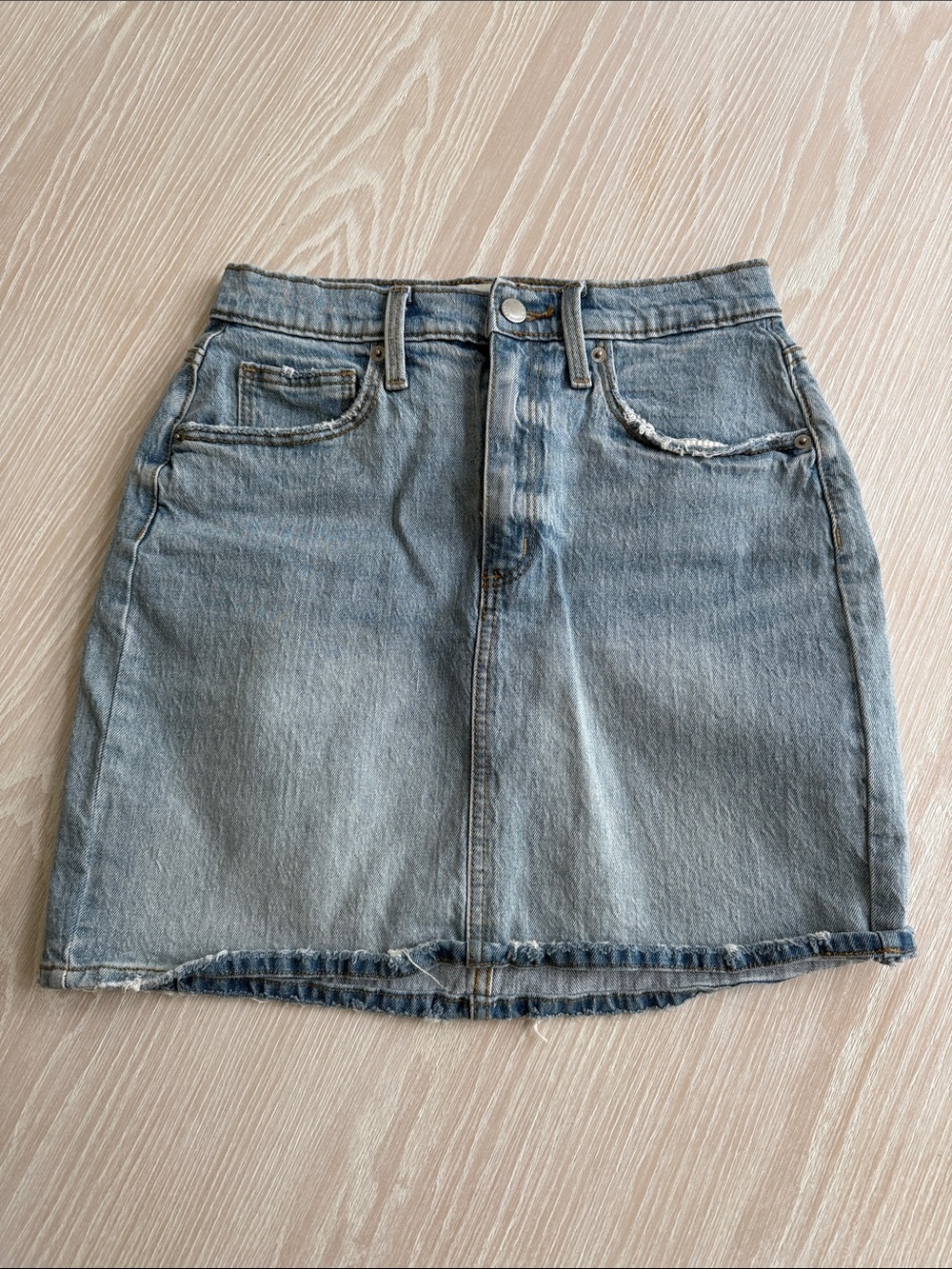 Universal Thread Light Blue Denim Mini Skirt with Button Front